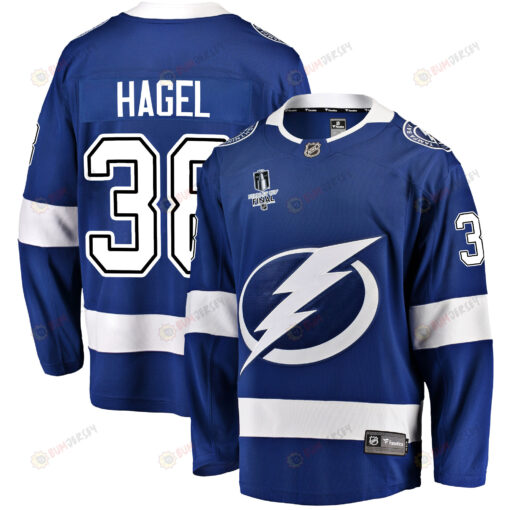 Tampa Bay Lightning Brandon Hagel 38 Home 2022 Stanley Cup Final Breakaway Men Jersey - Blue