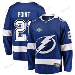 Tampa Bay Lightning Brayden Point 21 Home 2022 Stanley Cup Champions Breakaway Men Jersey - Blue