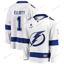 Tampa Bay Lightning Brian Elliott 1 Away 2022 Stanley Cup Playoffs Breakaway Men Jersey - White