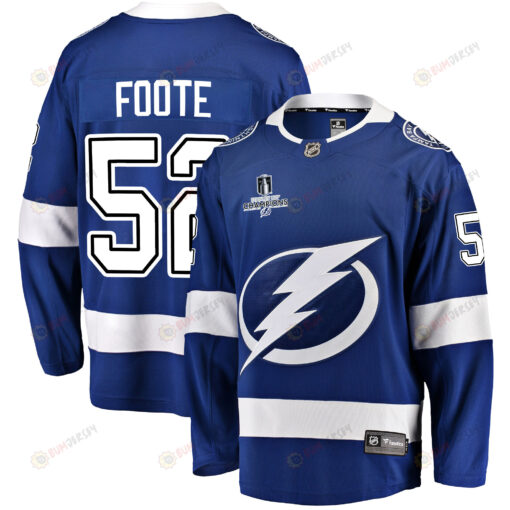 Tampa Bay Lightning Callan Foote 52 Home 2022 Stanley Cup Champions Breakaway Men Jersey - Blue