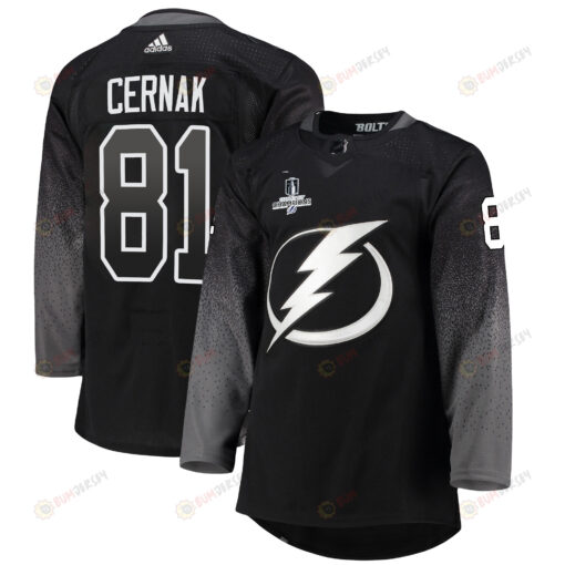 Tampa Bay Lightning Erik Cernak 81 Alternate 2022 Stanley Cup Champions Breakaway Men Jersey - Black