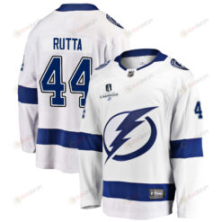 Tampa Bay Lightning Jan Rutta 44 Away 2022 Stanley Cup Champions Breakaway Men Jersey - White