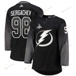 Tampa Bay Lightning Mikhail Sergachev 98 Alternate 2022 Stanley Cup Champions Breakaway Men Jersey - Black