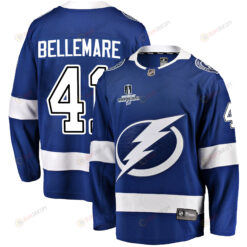 Tampa Bay Lightning Pierre-Edouard Bellemare 41 Home 2022 Stanley Cup Champions Breakaway Men Jersey - Blue