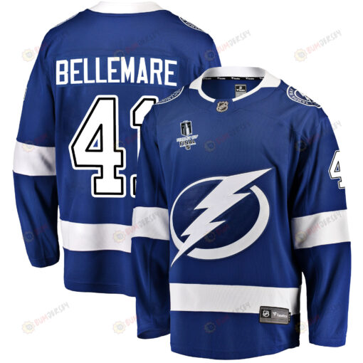 Tampa Bay Lightning Pierre-Edouard Bellemare 41 Home 2022 Stanley Cup Final Breakaway Men Jersey - Blue