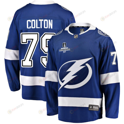 Tampa Bay Lightning Ross Colton 79 Home 2022 Stanley Cup Champions Breakaway Men Jersey - Blue