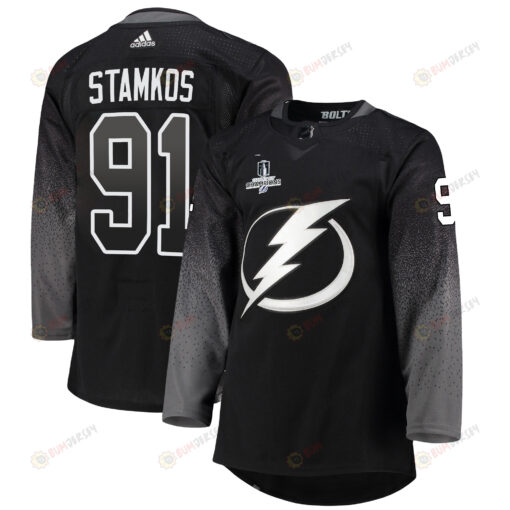 Tampa Bay Lightning Steven Stamkos 91 Alternate 2022 Stanley Cup Champions Breakaway Men Jersey - Black