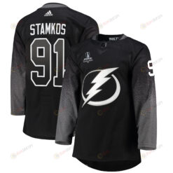 Tampa Bay Lightning Steven Stamkos 91 Alternate 2022 Stanley Cup Playoffs Breakaway Men Jersey - Black