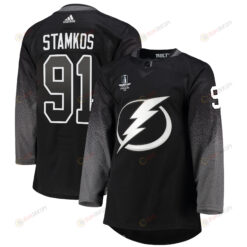 Tampa Bay Lightning Steven Stamkos 91 alternate 2022 Stanley Cup Final Breakaway Men Jersey - black