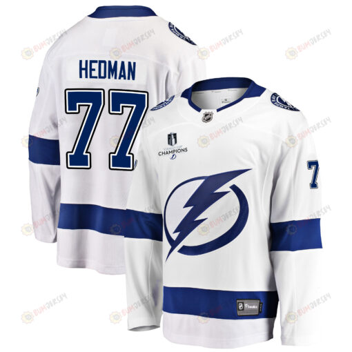 Tampa Bay Lightning Victor Hedman 77 Away 2022 Stanley Cup Champions Breakaway Men Jersey - White