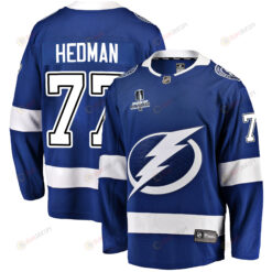 Tampa Bay Lightning Victor Hedman 77 Home 2022 Stanley Cup Playoffs Breakaway Men Jersey - Blue
