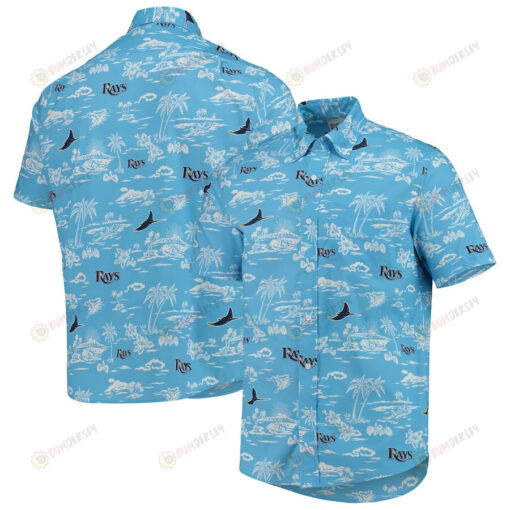 Tampa Bay Rays Button-Up Hawaiian Shirt - Light Blue