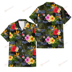 Tampa Bay Rays Colorful Hibiscus Green Leaf Back Background 3D Hawaiian Shirt