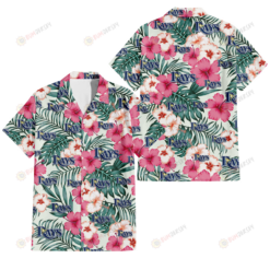 Tampa Bay Rays Coral Pink Hibiscus Green Leaf Beige Background 3D Hawaiian Shirt
