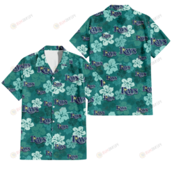 Tampa Bay Rays Light Sea Green Hibiscus Green Background 3D Hawaiian Shirt