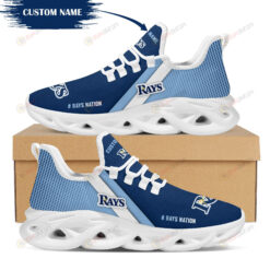Tampa Bay Rays Logo Custom Name Pattern In Blue 3D Max Soul Sneaker Shoes