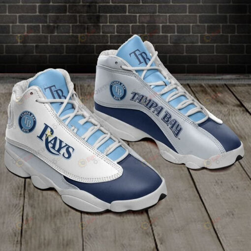 Tampa Bay Rays Logo Pattern Air Jordan 13 Shoes Sneakers In Blue Navy