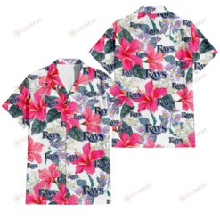 Tampa Bay Rays Pink Hibiscus White Orchid White Background 3D Hawaiian Shirt