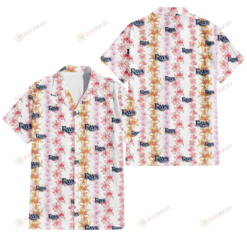 Tampa Bay Rays Pink Hibiscus Yellow Pink Orchid White Background 3D Hawaiian Shirt