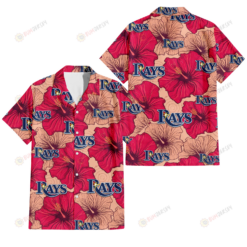 Tampa Bay Rays Red Beige Hibiscus Beige Background 3D Hawaiian Shirt
