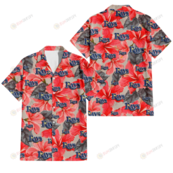 Tampa Bay Rays Red Hibiscus Gray Leaf Gainsboro Background 3D Hawaiian Shirt