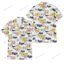 Tampa Bay Rays Sketch Red Yellow Coconut Tree White Background 3D Hawaiian Shirt