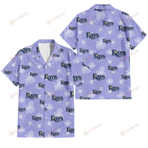 Tampa Bay Rays Sketch White Hibiscus Violet Background 3D Hawaiian Shirt