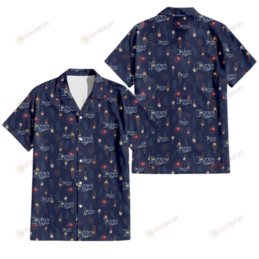 Tampa Bay Rays Small Hibiscus Buds Navy Background 3D Hawaiian Shirt