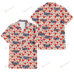 Tampa Bay Rays Tiny Red Hibiscus Green Leaf White Cube Background 3D Hawaiian Shirt