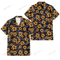 Tampa Bay Rays Tiny Yellow Hibiscus Black Background 3D Hawaiian Shirt