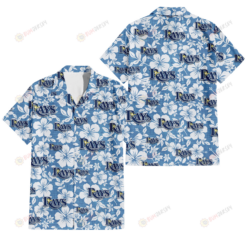 Tampa Bay Rays White Hibiscus Light Blue Texture Background 3D Hawaiian Shirt