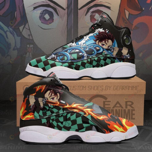 Tanjiro Demon Slayer Water & Sun Breathing Anime Air Jordan 13 Shoes Sneakers