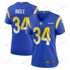 Tanner Ingle 34 Los Angeles Rams Game Women Jersey - Royal