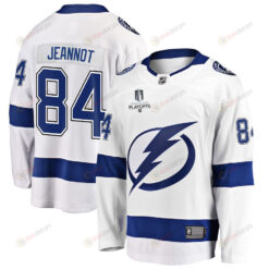 Tanner Jeannot 84 Tampa Bay Lightning Stanley Cup 2023 Playoffs Patch Away Breakaway Men Jersey - White