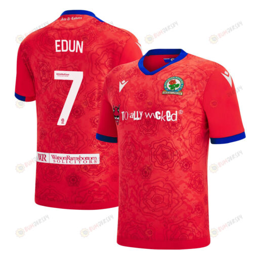 Tayo Edun 7 Blackburn Rovers 2022-23 Third Jersey - Red