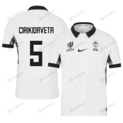 Te Ahiwaru Cirikidaveta 5 Fiji 2023 Rugby World Cup Home Stadium Jersey - White