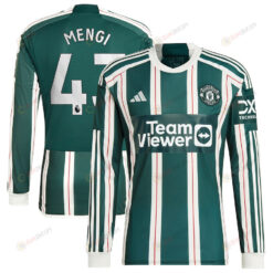 Teden Mengi 43 Manchester United 2023/24 Away Long Sleeve Men Jersey - Green