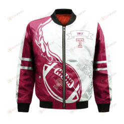 Temple Owls Bomber Jacket 3D Printed Flame Ball Pattern
