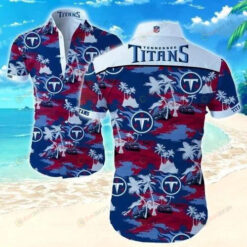 Tennessee Titans Blue Red Curved Hawaiian Shirt
