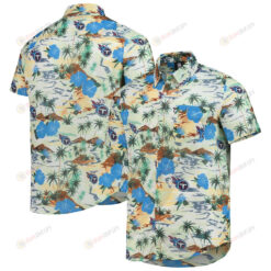 Tennessee Titans Cream Paradise Floral Button-Up Hawaiian Shirt