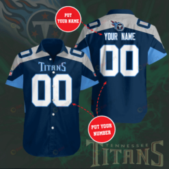 Tennessee Titans Custom Name And Number Curved Hawaiian Shirt