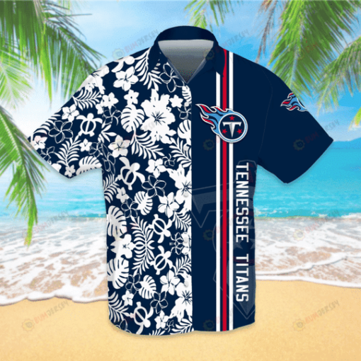 Tennessee Titans Hawaiian Shirt With Floral And Leaves Pattern