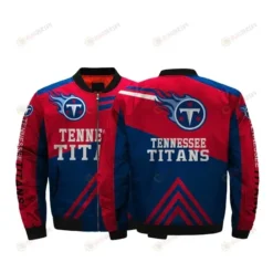 Tennessee Titans Logo Pattern Bomber Jacket - Navy And Red