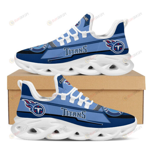 Tennessee Titans Logo Pattern Custom Name Blue 3D Max Soul Sneaker Shoes