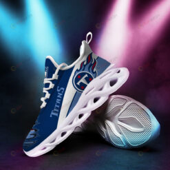 Tennessee Titans Logo Torn Pattern 3D Max Soul Sneaker Shoes In Blue