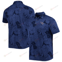 Tennessee Titans Men Polo Shirt Floral Flowers Pattern Printed - Navy