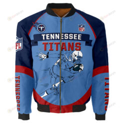 Tennessee Titans Players Running Pattern Bomber Jacket - Blue