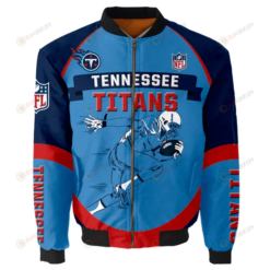 Tennessee Titans Team Logo Pattern Bomber Jacket - Blue