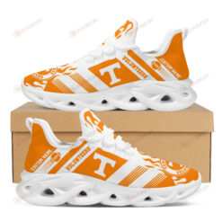 Tennessee Volunteers Logo Custom Name Pattern 3D Max Soul Sneaker Shoes In White And Orange