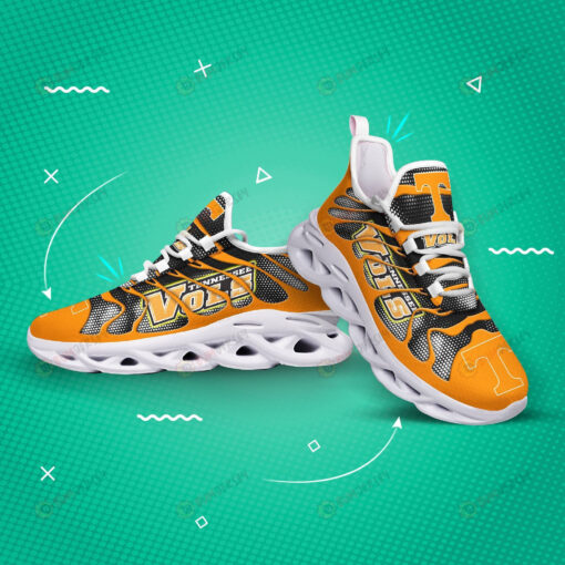 Tennessee Volunteers Logo Hole Pattern 3D Max Soul Sneaker Shoes In Orange